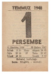 1 Temmuz 1948 Takvim Yaprağı EFM877 - 1
