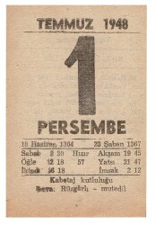 1 Temmuz 1948 Takvim Yaprağı EFM877 - 3
