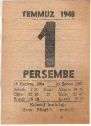 1 Temmuz 1948 Takvim Yaprağı EFM(N)1416 - 4