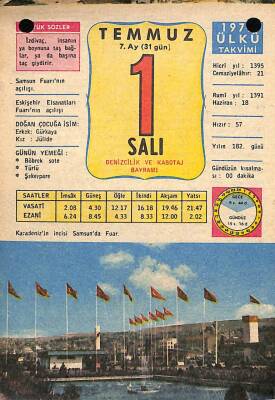 1 Temmuz 1975 Takvim Yaprağı - Doğum Günü Hediyesi EFM(N)9265 - 1