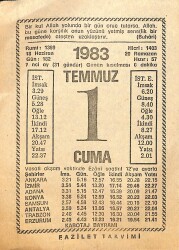 1 Temmuz 1983 Takvim Yaprağı - Doğum Günü Hediyesi EFMN13646 - Gökçekoleksiyon