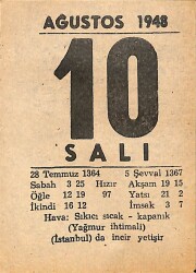 10 Ağustos 1948 Takvim Yaprağı - Doğum Günü Hediyesi EFMN14428 - Gökçekoleksiyon