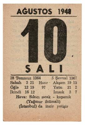 10 Ağustos 1948 Takvim Yaprağı EFM858 - 1