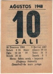 10 Ağustos 1948 Takvim Yaprağı EFM(N)1456 - 4