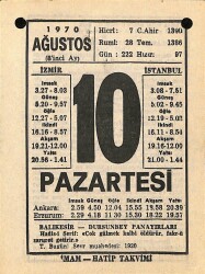 10 Ağustos 1970 Takvim Yaprağı - Doğum Günü Hediyesi EFM(N)9677 - 1
