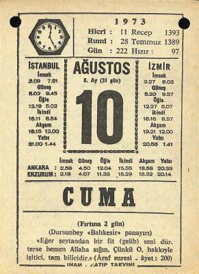 10 Ağustos 1973 Takvim Yaprağı - Doğum Günü Hediyesi EFM(N)10110 - 4