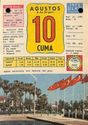 10 Ağustos 1973 Takvim Yaprağı - Doğum Günü Hediyesi EFM(N)9626 - Gökçekoleksiyon