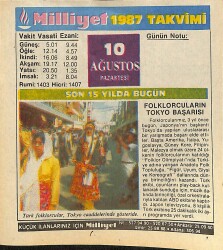 10 Ağustos 1987 Takvim Yaprağı - Doğum Günü Hediyesi EFMN14108 - Gökçekoleksiyon