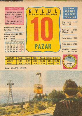 10 Ağustos 1989 Takvim Yaprağı - Doğum Günü Hediyesi EFM(N)10079 - 4