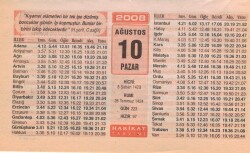 10 Ağustos 2008 Takvim Yaprağı EFM(N)2328 - 2