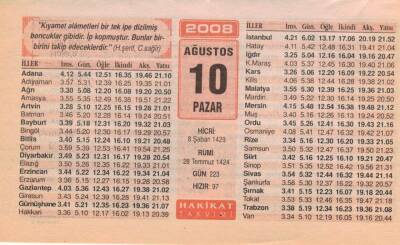 10 Ağustos 2008 Takvim Yaprağı EFM(N)2328 - 1