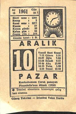 10 Aralık 1961 Takvim Yaprağı - Doğum Günü Hediyesi EFM(N)11245 - 1
