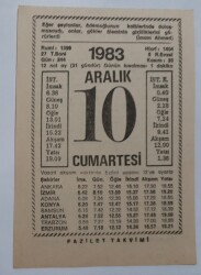 10 Aralık 1983 Takvim Yaprağı - Doğum Günü Hediyesi EFM(N)6890 - Gökçekoleksiyon