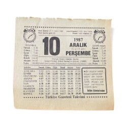 10 Aralık 1987 Takvim Yaprağı - Doğum Günü Hediyesi EFMN15001 - Gökçekoleksiyon