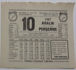 10 Aralık 1987 Takvim Yaprağı - Doğum Günü Hediyesi EFM(N)7179 - Gökçekoleksiyon