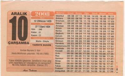 10 Aralık 2008 Takvim Yaprağı EFM(N)4353 - 2