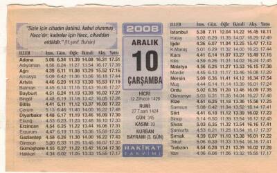 10 Aralık 2008 Takvim Yaprağı EFM(N)4445 - 2
