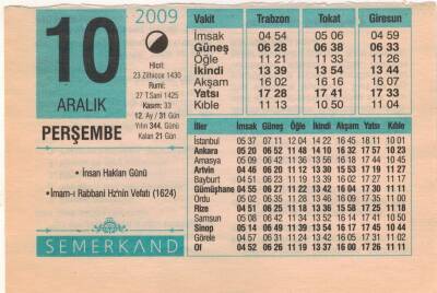 10 Aralık 2009 Takvim Yaprağı EFM(N)4384 - 3