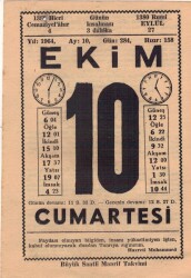 10 Ekim 1964 Takvim Yaprağı EFM(N)3534 - 2