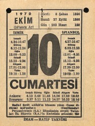 10 Ekim 1970 Takvim Yaprağı - Doğum Günü Hediyesi EFM(N)10540 - 3