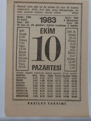 10 Ekim 1983 Takvim Yaprağı - Doğum Günü Hediyesi EFM(N)6713 - Gökçekoleksiyon
