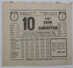 10 Ekim 1987 Takvim Yaprağı - Doğum Günü Hediyesi EFM(N)7118 - Gökçekoleksiyon
