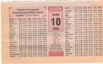 10 Ekim 2008 Takvim Yaprağı EFM(N)3227 - 1