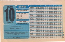 10 Ekim 2008 Takvim Yaprağı EFM(N)3258 - 1