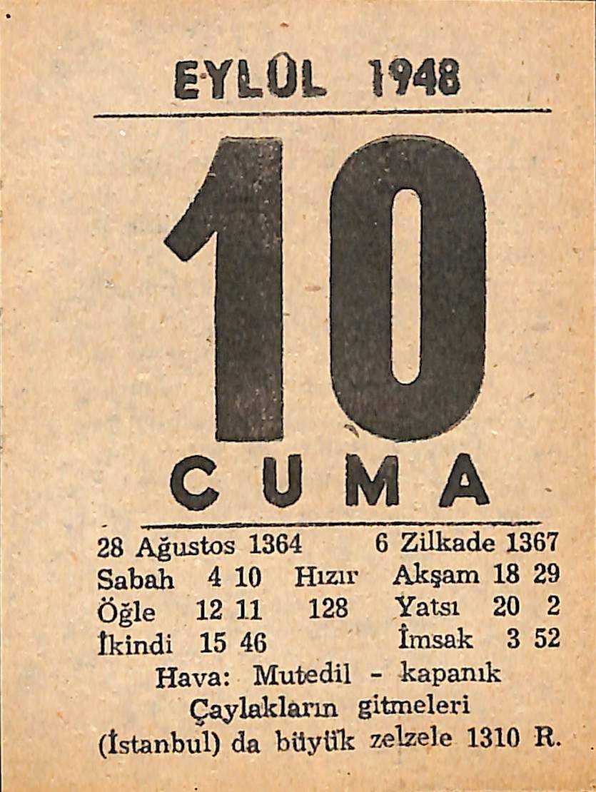 10 Eylül 1948 Takvim Yaprağı - Doğum Günü Hediyesi EFMN14397 - 1