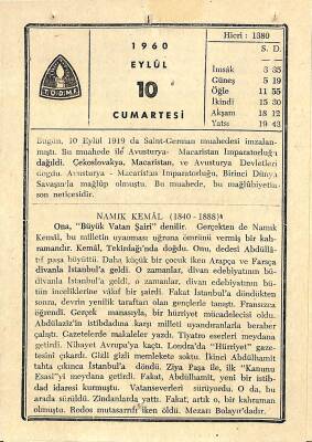 10 Eylül 1960 Takvim Yaprağı - Doğum Günü Hediyesi EFM(N)11284 - 1