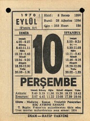 10 Eylül 1970 Takvim Yaprağı - Doğum Günü Hediyesi EFM(N)9886 - 1