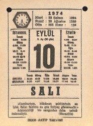 10 Eylül 1974 Takvim Yaprağı - Doğum Günü Hediyesi EFM(N)12339 - Gökçekoleksiyon