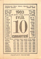 10 Eylül 1983 Takvim Yaprağı - Doğum Günü Hediyesi EFMN15416 - Gökçekoleksiyon