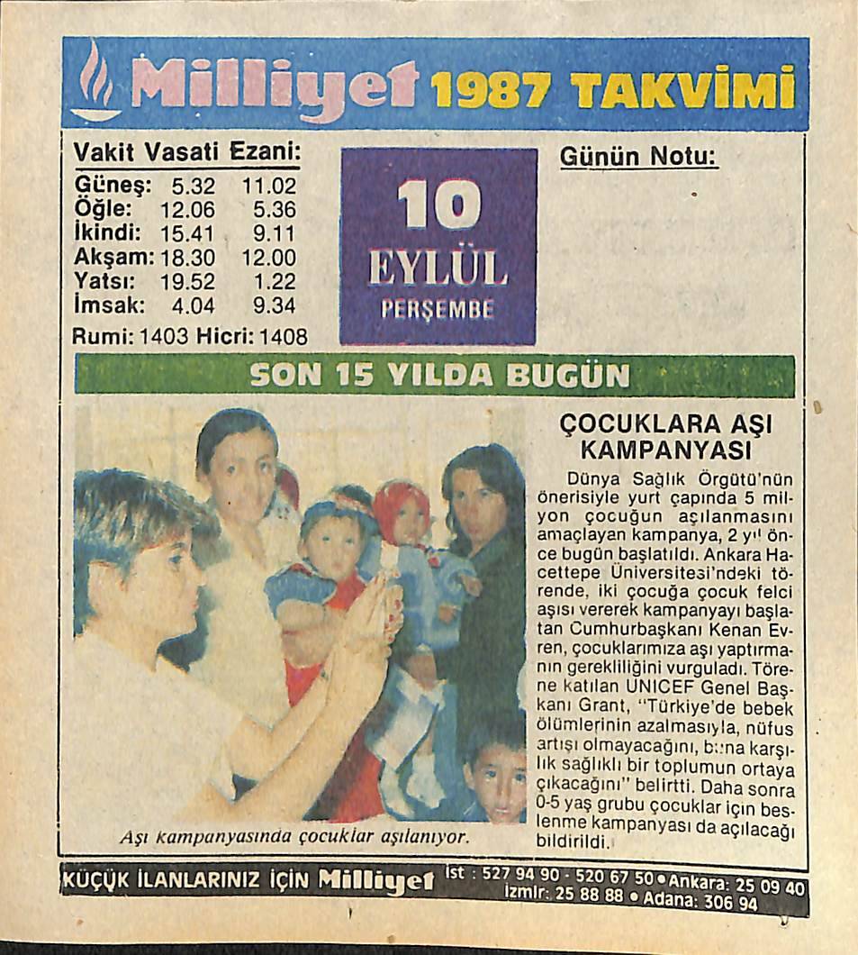 10 Eylül 1987 Takvim Yaprağı - Doğum Günü Hediyesi EFMN14127 - 1
