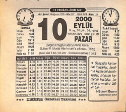 10 Eylül 2000 Takvim Yaprağı - Doğum Günü Hediyesi EFMN14250 - Gökçekoleksiyon