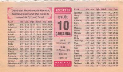10 Eylül 2008 Takvim Yaprağı EFM(N)2690 - 1
