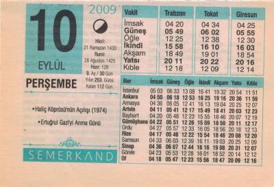 10 Eylül 2009 Takvim Yaprağı EFM(N)2692 - 2