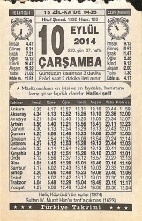 10 Eylül 2014 Takvim Yaprağı - Doğum Günü Hediyesi EFMN14300 - Gökçekoleksiyon