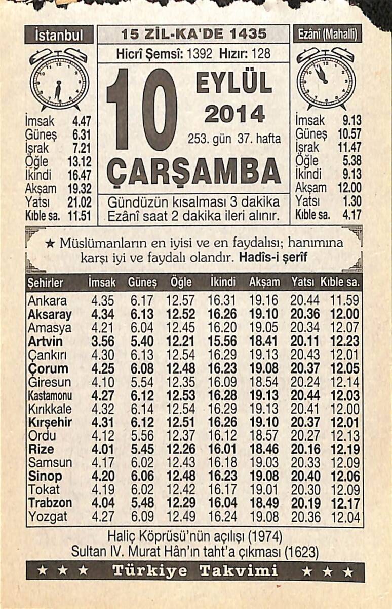10 Eylül 2014 Takvim Yaprağı - Doğum Günü Hediyesi EFMN14300 - 1