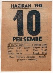 10 Haziran 1948 Takvim Yaprağı EFM(N)1395 - 2