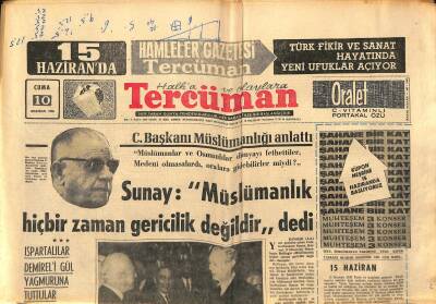 10 Haziran 1966 - Sunay Müslümanlık Hiçbir Zaman Gericilik Değildir. dedi. - Beşiktaş 2. Final Takımını Bekliyor. GZ123689 - 1