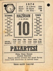 10 Haziran 1974 Takvim Yaprağı - Doğum Günü Hediyesi EFM(N)11965 - Gökçekoleksiyon