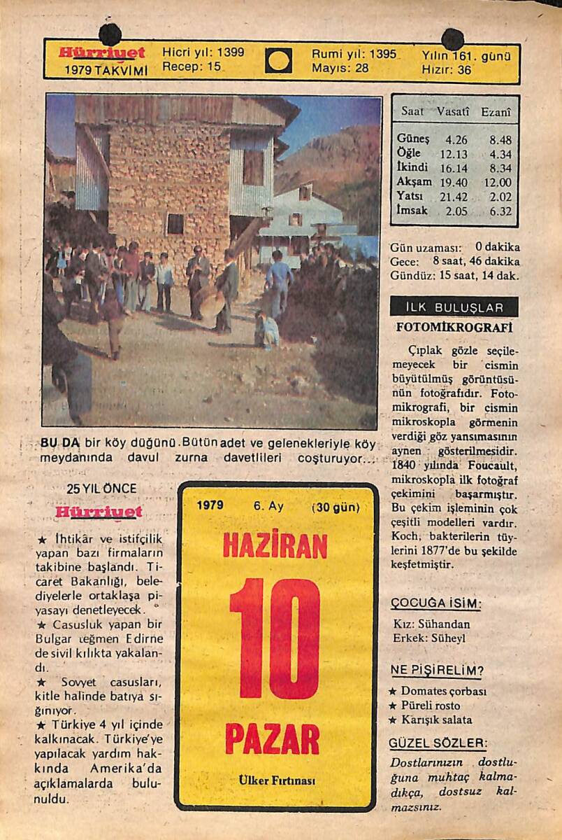 10 Haziran 1979 Takvim Yaprağı - Doğum Günü Hediyesi EFMN14462 - 1