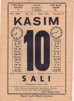 10 Kasım 1964 Takvim Yaprağı EFM(N)3670 - 3