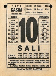 10 Kasım 1970 Takvim Yaprağı - Doğum Günü Hediyesi EFM(N)10742 - 3