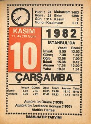 10 Kasım 1982 Takvim Yaprağı - Doğum Günü Hediyesi EFMN15981 - Gökçekoleksiyon