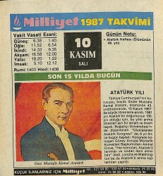 10 Kasım 1987 Takvim Yaprağı - Doğum Günü Hediyesi EFM(N)11935 - Gökçekoleksiyon