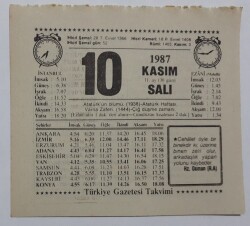 10 Kasım 1987 Takvim Yaprağı - Doğum Günü Hediyesi EFM(N)7149 - Gökçekoleksiyon