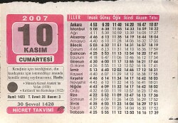 10 Kasım 2007 Takvim Yaprağı - Doğum Günü Hediyesi EFMN16011 - Gökçekoleksiyon