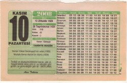 10 Kasım 2008 Takvim Yaprağı EFM(N)3806 - 3